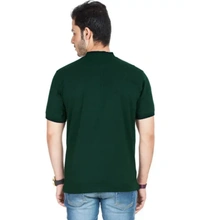 Classy Green Cotton Blend Solid Polo T-Shirt For Men - L