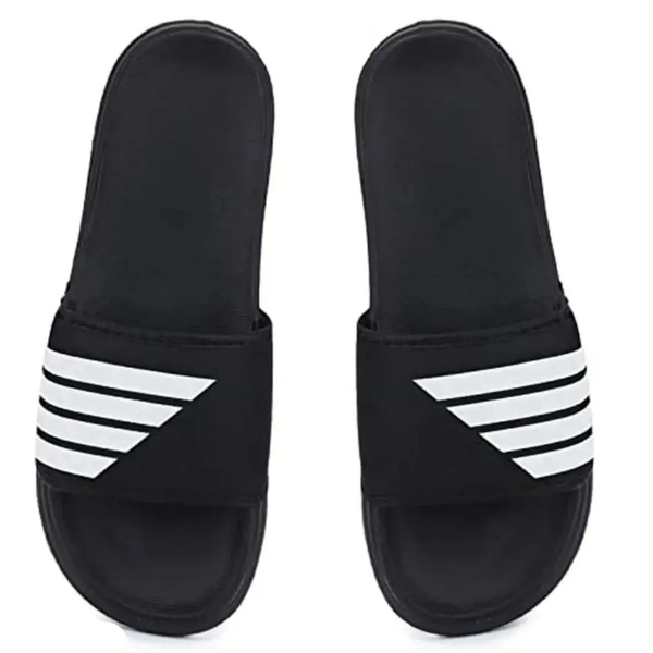 Men's Flipflop & Slipper FMF-02 ALL BLACK-WHITE-07 - UK 10
