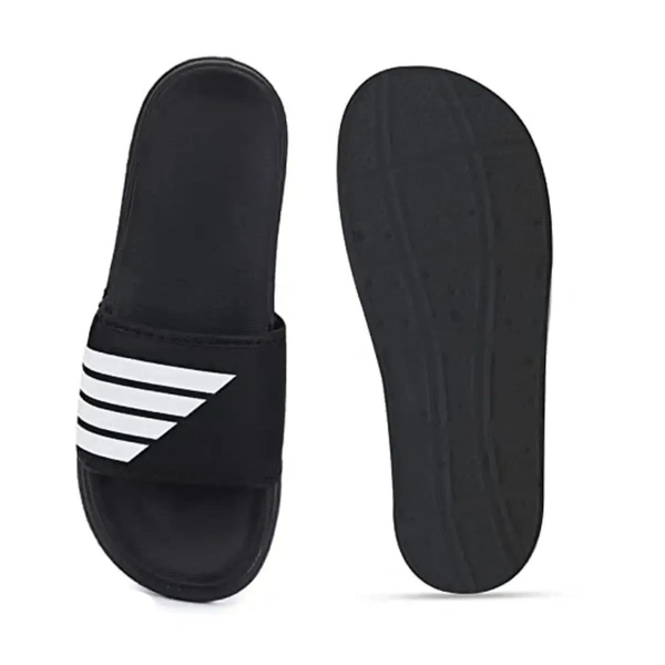 Men's Flipflop & Slipper FMF-02 ALL BLACK-WHITE-07 - UK 10