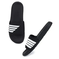 Men's Flipflop & Slipper FMF-02 ALL BLACK-WHITE-07 - UK 10