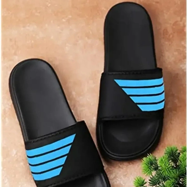 Men's Flipflop & Slipper FMF-02 ALL BLACK-WHITE-07 - UK 8