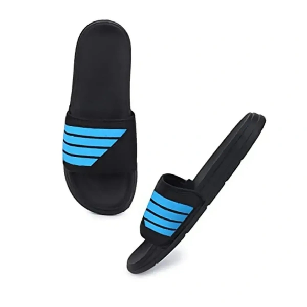 Men's Flipflop & Slipper FMF-02 ALL BLACK-WHITE-07 - UK 8