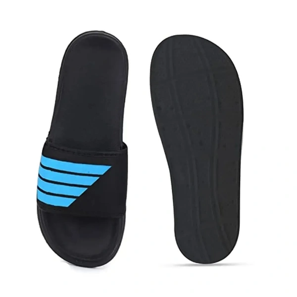 Men's Flipflop & Slipper FMF-02 ALL BLACK-WHITE-07 - UK 8
