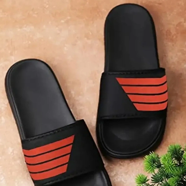 Men's Flipflop & Slipper FMF-02 ALL BLACK-WHITE-07 - UK10