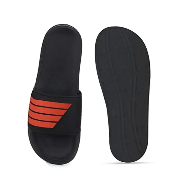 Men's Flipflop & Slipper FMF-02 ALL BLACK-WHITE-07 - UK10