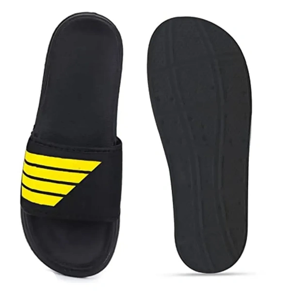 Men's Flipflop & Slipper FMF-02 ALL BLACK-WHITE-07 - UK8