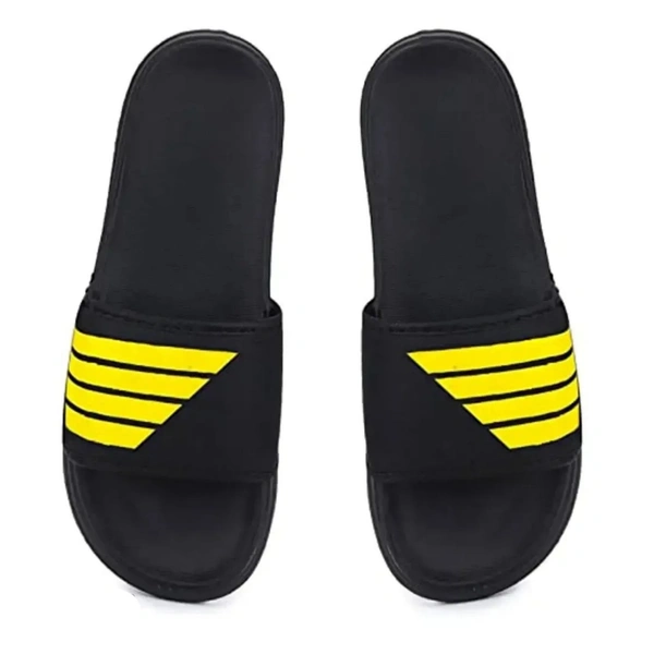 Men's Flipflop & Slipper FMF-02 ALL BLACK-WHITE-07 - UK8