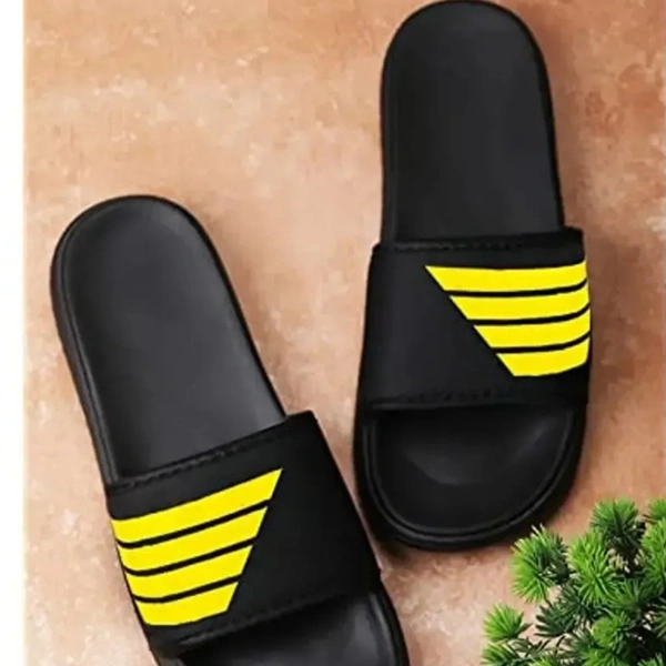 Men's Flipflop & Slipper FMF-02 ALL BLACK-WHITE-07 - UK9