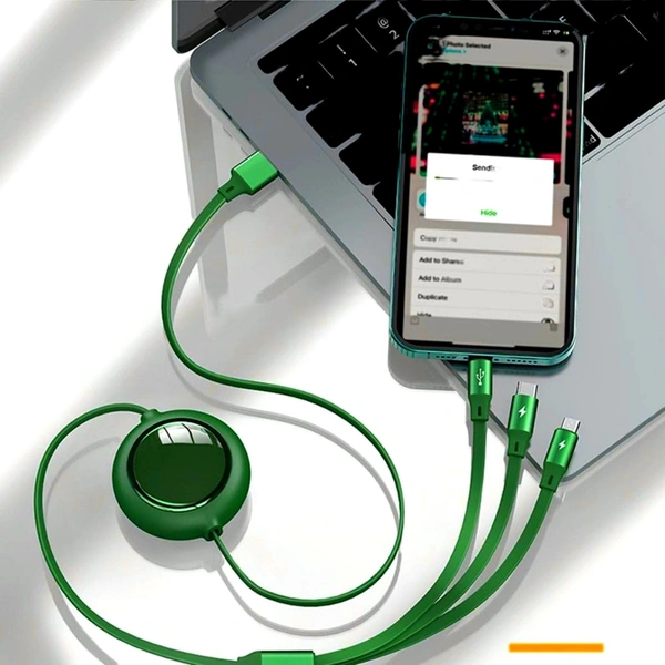 3-In-1 Elastic Data Cable Usb - Micro Usb/Usb-C