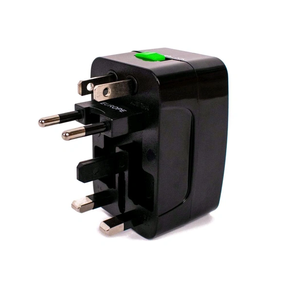 SMPH  Inversal Adapter with 2 USB AU UK US EU Plug Adapter Copper  - Blue