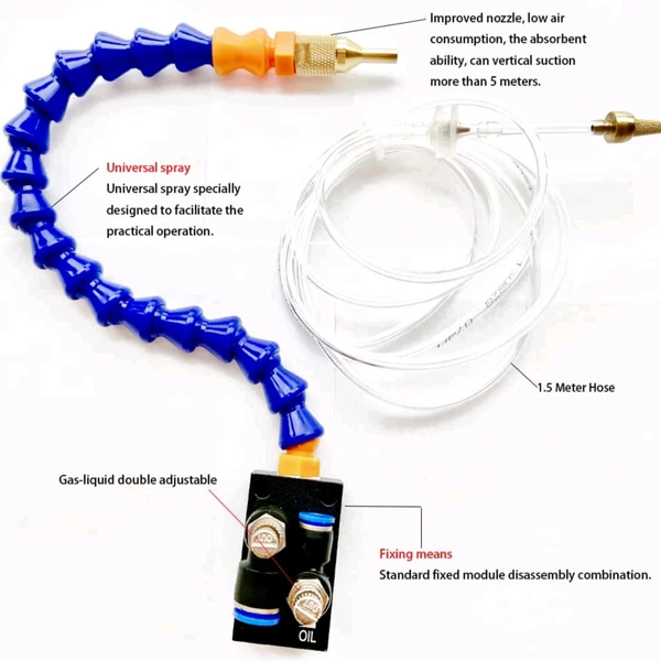 Mist Coolant Lubrication Spray System for Metal Cutting Engraving Cooling