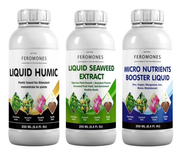 Home gardening Combo of Seaweed Extract / Humic acid and Micro nutrient booster liquid for growth and flowering