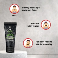 BLACK BEARD CHARCOAL NEEM FACE WASH REVITALIZES SKIN CLEANSES PORES FACE WASH | ENERGIZING FACE WASH FOR OIL AND ACNE CONTROL - 100ml