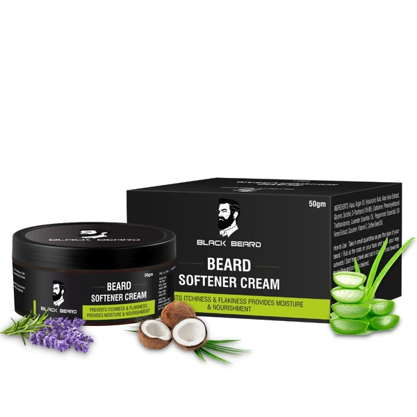 BLACK BEARD SOFTENER CREAM FOR MEN SOFTENS NOURISHES YOUR BEARD & MUSTACHE | LONG LASTING MOISTURIZATION ITCHINESS - 50Gm