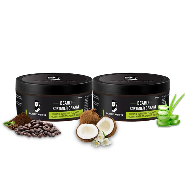 Black Beard Softener Cream for Men Softens Nourishes Your Beard & Mustache | Long Lasting Moisturization Itchiness - Free Beard (Pack Of 2) - 50Gm, 50gm
