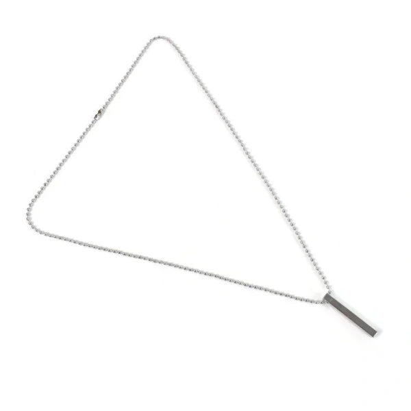 Plain Stick Shape Locket with Chain – Stainless Steel Necklace (2 Pc) - EASY RETURN