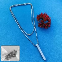 Plain Stick Shape Locket with Chain – Stainless Steel Necklace (2 Pc) - EASY RETURN