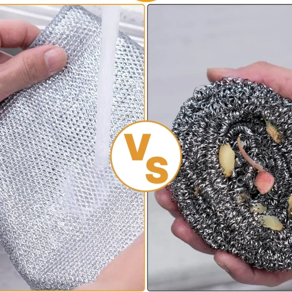 Double-Sided Microfiber Cloth & Stainless Steel Scrubber – Non-Scratch Wire (2 Pc, 20x20 cm) - EASY RETURN 4 DAY DELIVERY