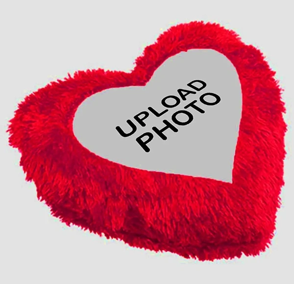 Personalized Fur Photo Cushion - Red Colour