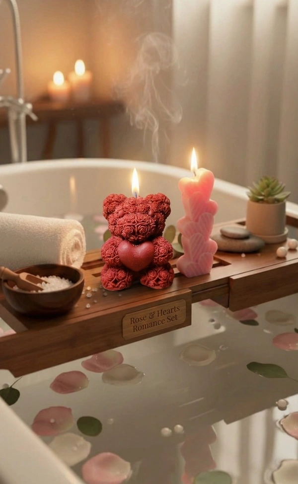 Teddy And Heart Romance Set (Set Of 2 Candle )