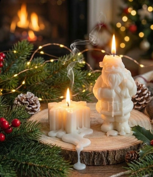 Snowflake & Standing Santa Candle (Set of 2 Candle)