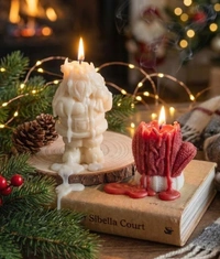 Hand Gloves & Standing Santa Candle (Set of 2 Candle)