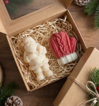 Hand Gloves & Standing Santa Candle (Set of 2 Candle)