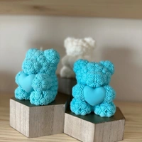 Floral Teddy Heart Candle -