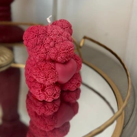 Floral Teddy Heart Candle -