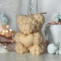 Floral Teddy Heart Candle -