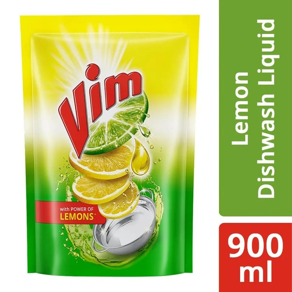 Vim Dishwash Liquid Gel - Lemon - Refill Pack - 900ml