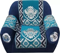 FreshFabrics Velvet Abstract Sofa Cover  (Blue Pack of 16)