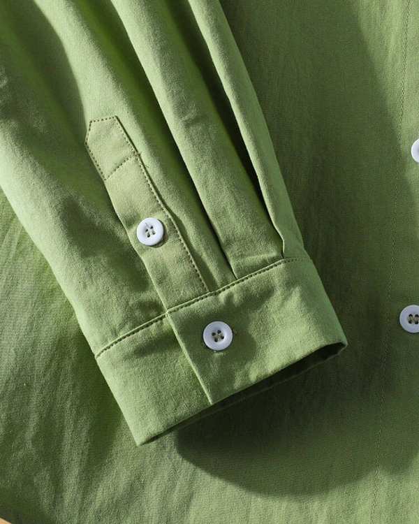 TeesBunker Colorblock Long Sleeve Denim Cotton Vintage Branded Blue & Green Button Down Shirts - S