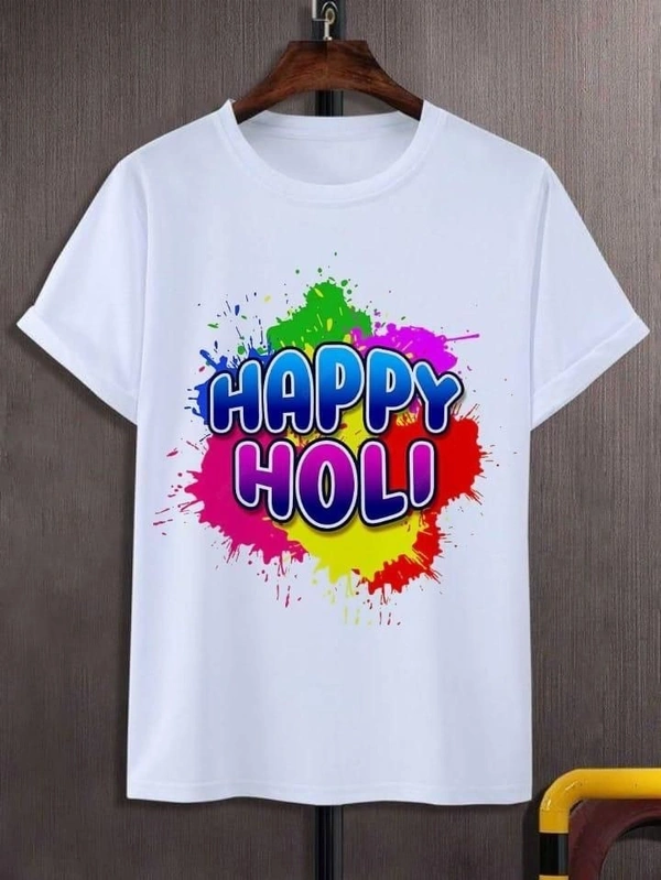 Happy Holi Special T-Shirt In Heavy Fabric for Men and Women (Unisex) - L