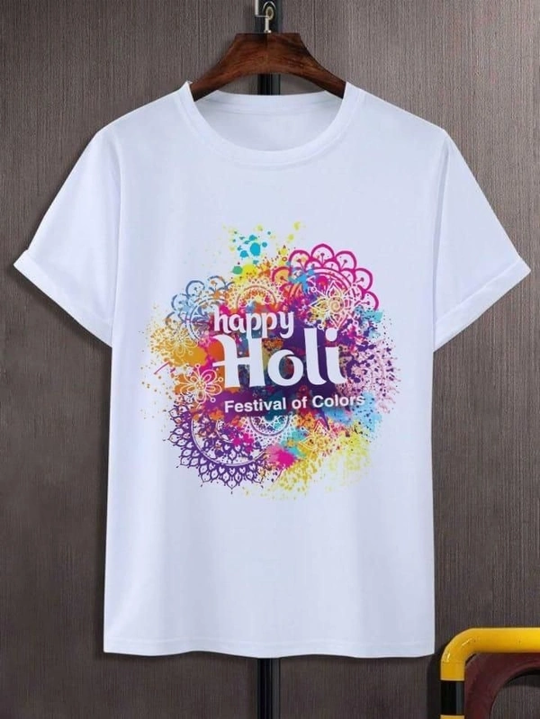 Happy Holi Special T-Shirt In Heavy Fabric for Men and Women (Unisex) - XXL