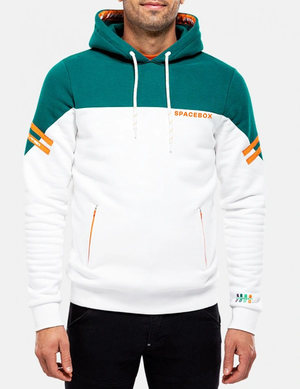 Men Colourblocked fleece Hooded Long Sleeves Unisex Pullover Sweatshirt  - S