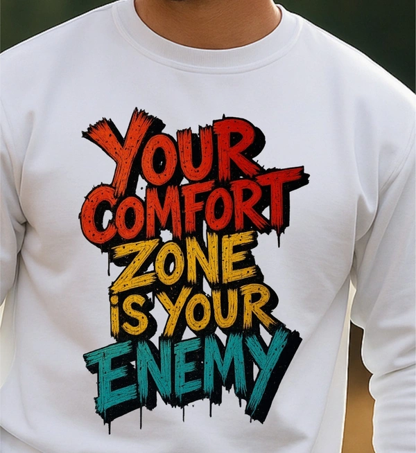 classic full sleeves sweetshirt with graphic print for unisex - M