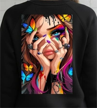 fancy designer with graphic print full sleeves sweetshirt for womans - XL