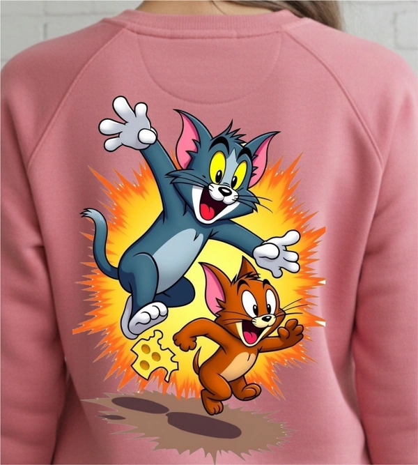 fancy designer with graphic print full sleeves sweetshirt for womans - M