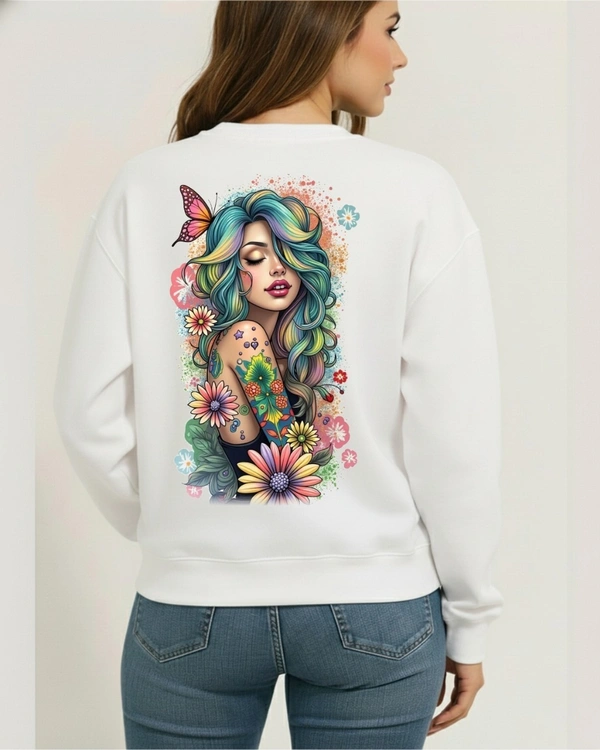 fancy designer with graphic print full sleeves sweetshirt for womans - L