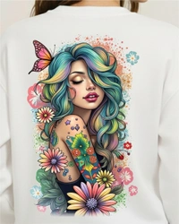 fancy designer with graphic print full sleeves sweetshirt for womans - L