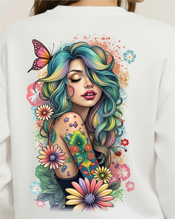 fancy designer with graphic print full sleeves sweetshirt for womans - L