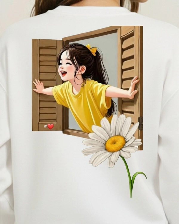 fancy designer with graphic print full sleeves sweetshirt for womans - L