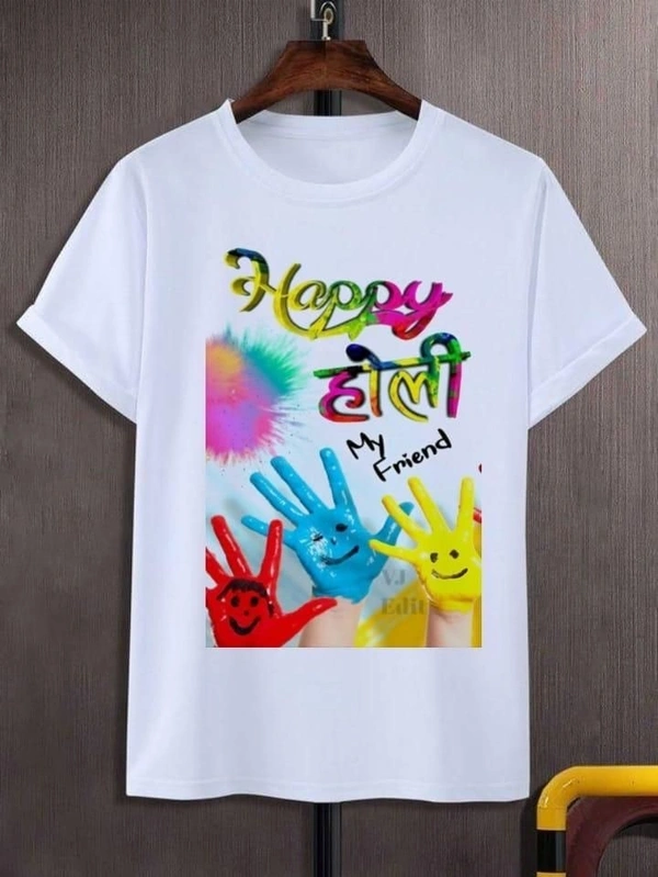 Happy Holi Special T-Shirt In Heavy Fabric for Men and Women (Unisex) - XXL
