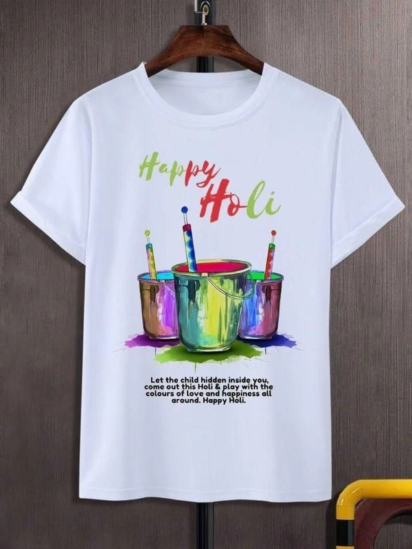 Happy Holi Special T-Shirt In Heavy Fabric for Men and Women (Unisex) - M