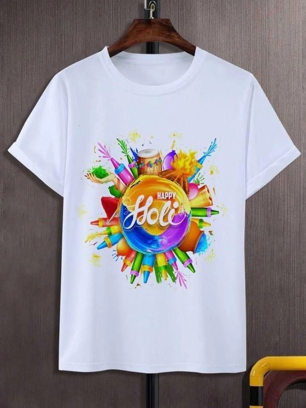 Happy Holi Special T-Shirt In Heavy Fabric for Men and Women (Unisex) - L