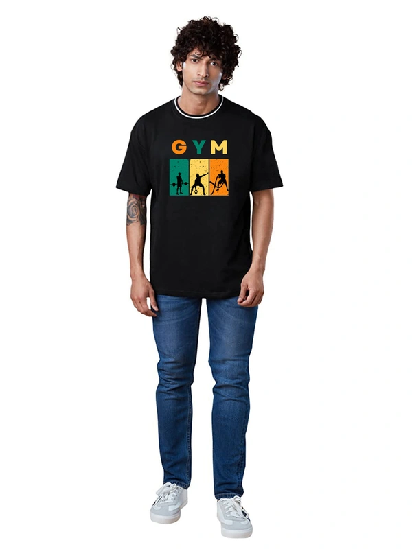GYM Unique Print Oversized Drop Shoulder Stylish T-Shirt fit GYM Lovers - XXL
