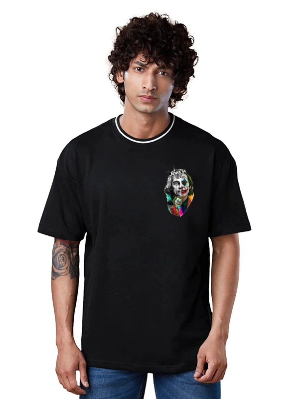 JOKER Graphic full Back print Oversized Drop Shoulder Stylish T-Shirt - L