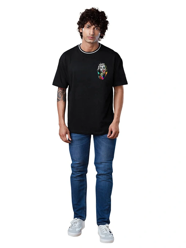 JOKER Graphic full Back print Oversized Drop Shoulder Stylish T-Shirt - L