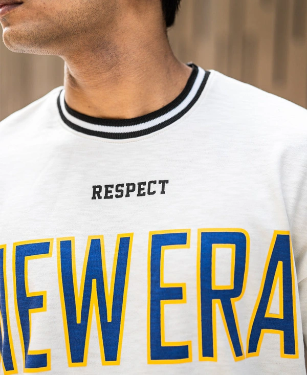 New Era 03 Printed Oversize Drop Shoulder White T Shirt - XXL